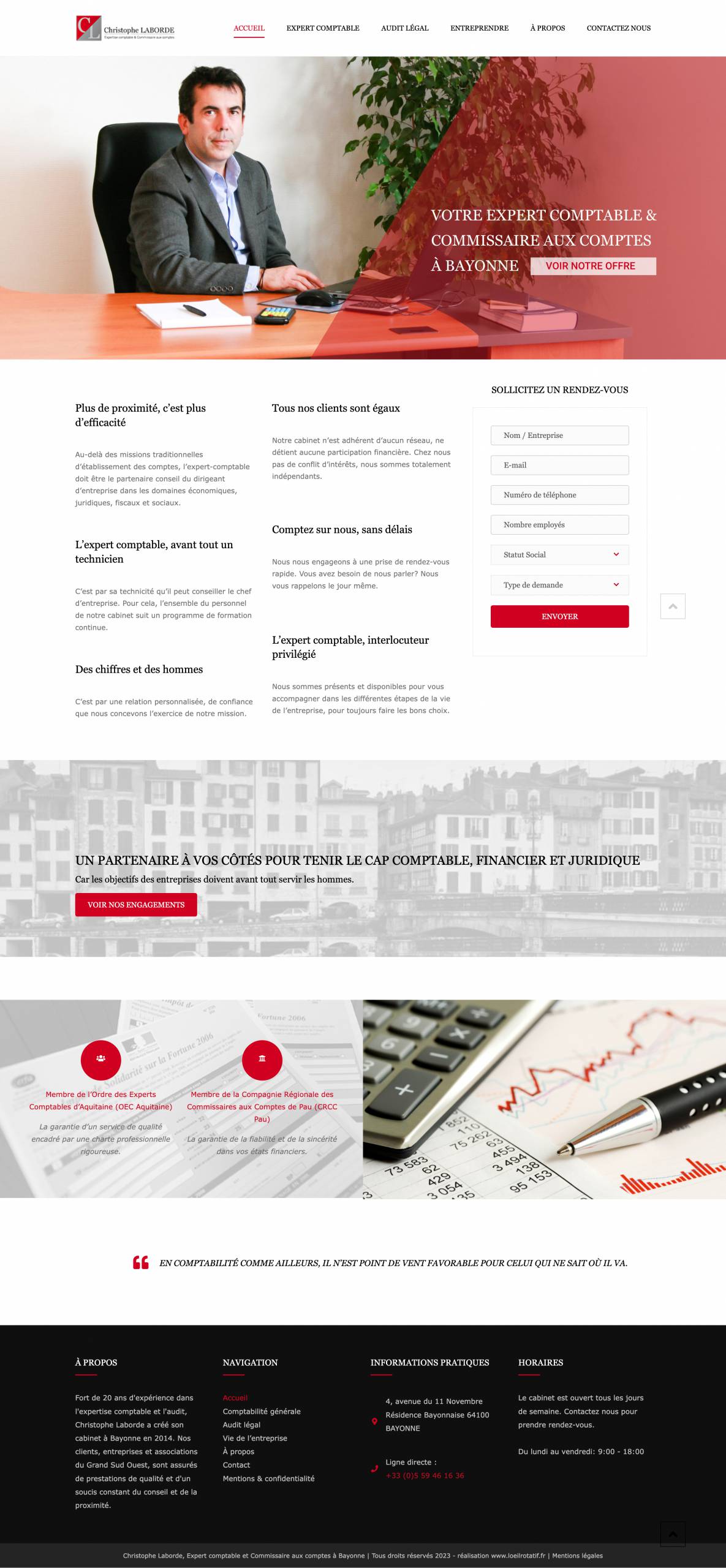 Capture écran du site web du Cabinet Comptable Christophe Laborde à Bayonne