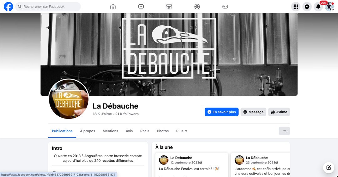capture de la page Facebook de la Brasserie la Débauche à Angoulême