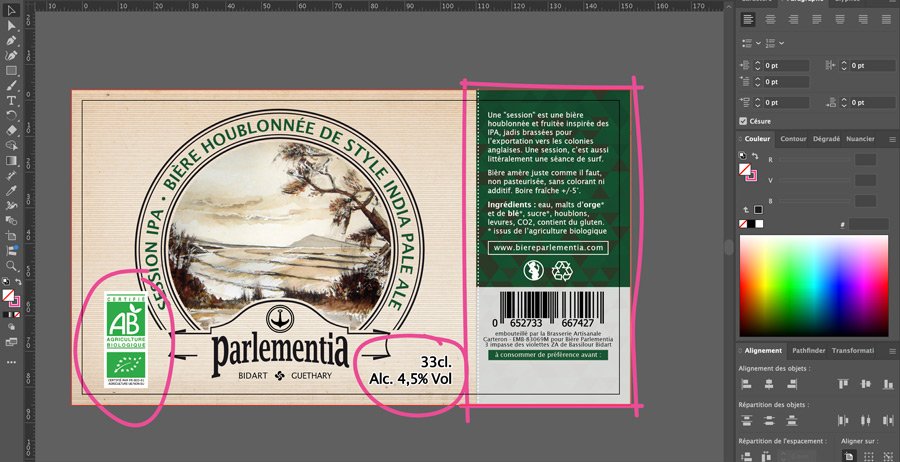 aperçu de l'édition d'une étiquette de bière dans Illustrator