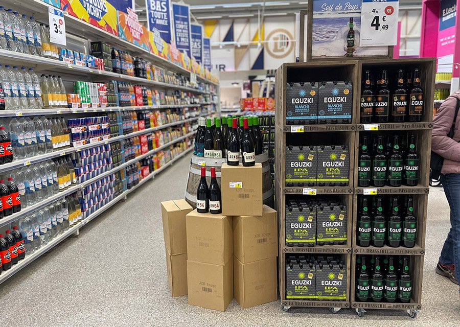 Plv bière supermarché che Eguski au Pays basque