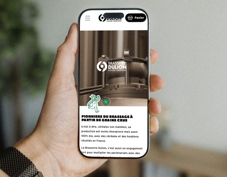 aperçu du site web de la Brasserie Dulion sur un smartphone