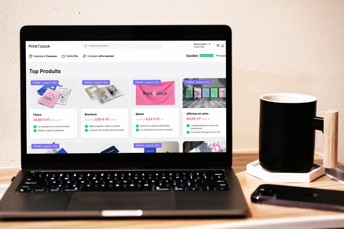 aperçu du site Print -'Clock imprimeur en ligne leader en France