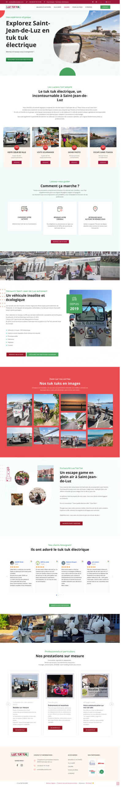 capture de la page d'accueil du site luztuktuk.com