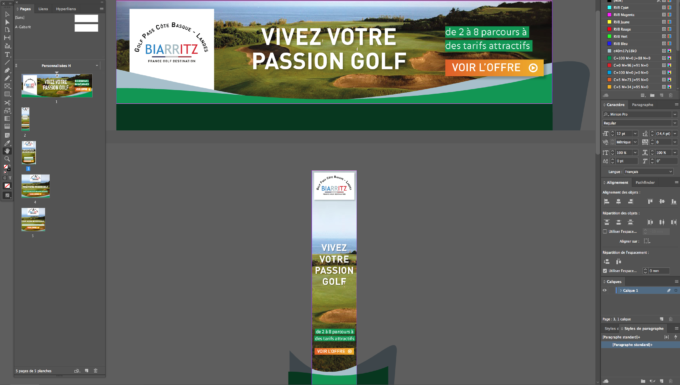 2 bannières web horizontale et vertical pour la promotion de Biarritz Destination Golf